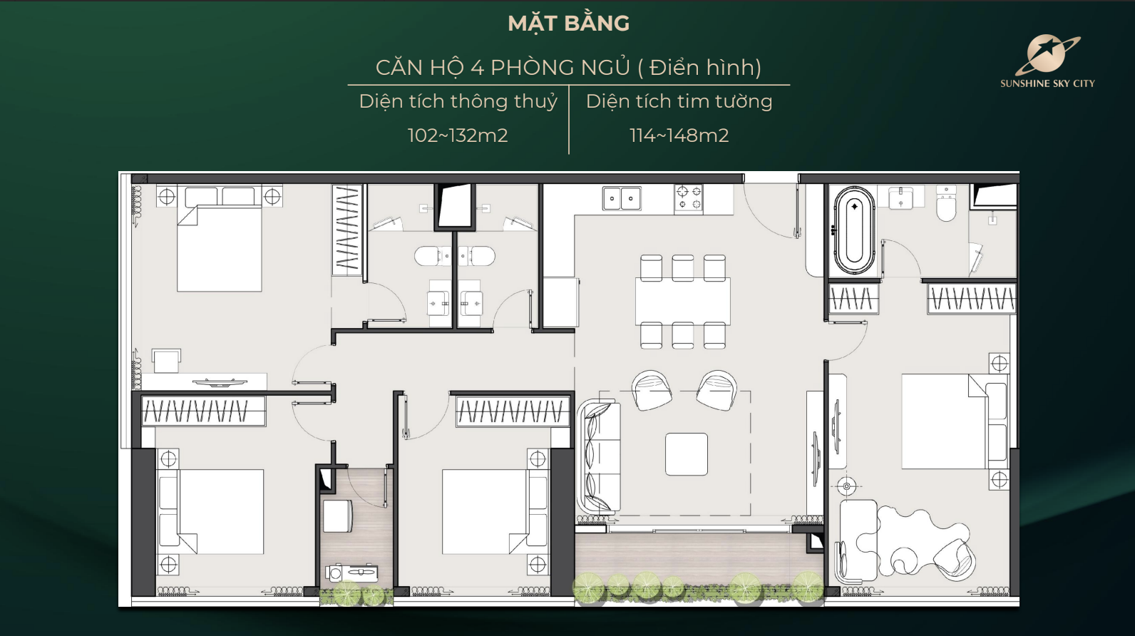 mặt bằng căn hộ 4PN Sunshine Sky City