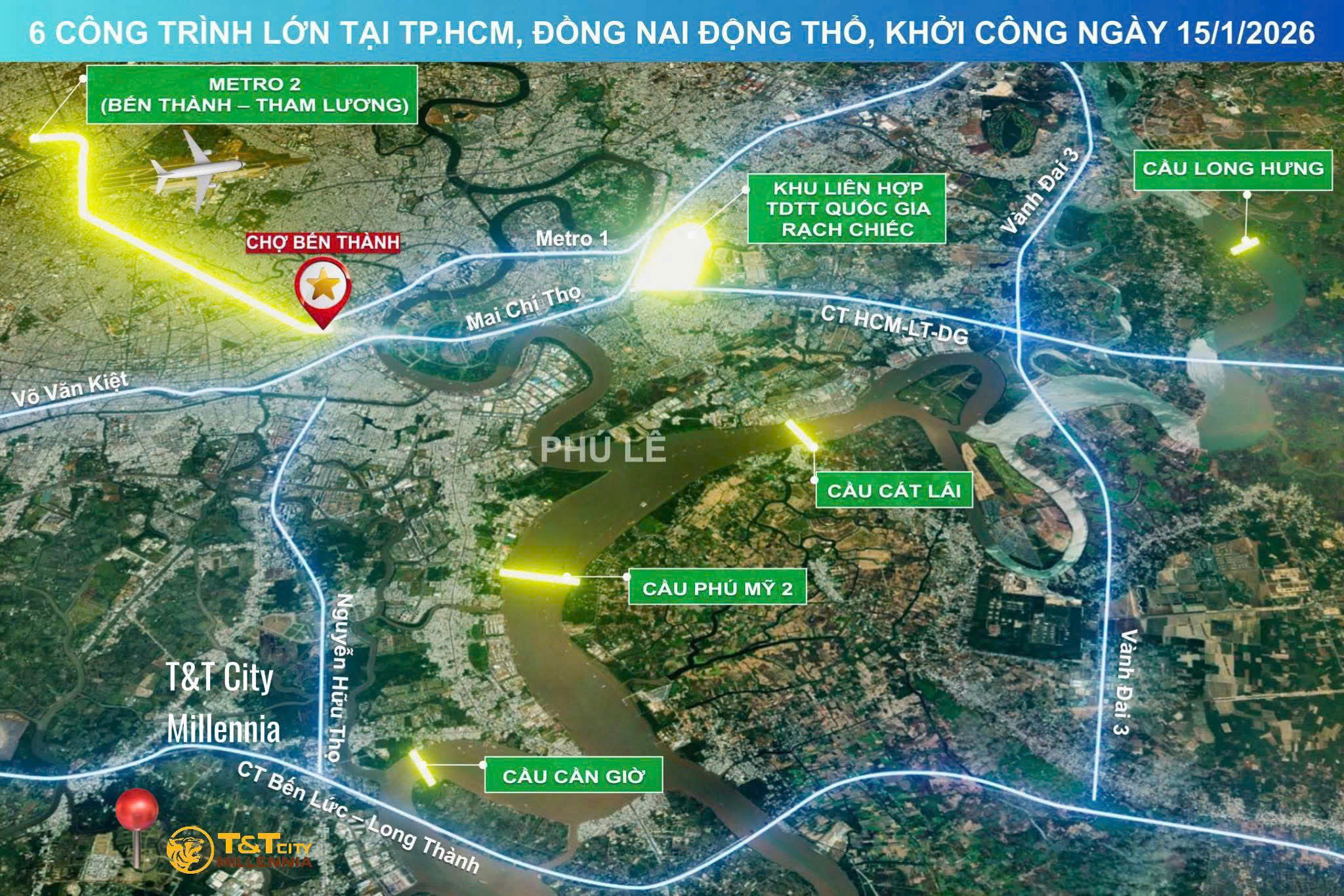Sơ đồ kết nối hạ tầng từ T&T City Millennia đón đầu các công trình trọng điểm vừa khởi công