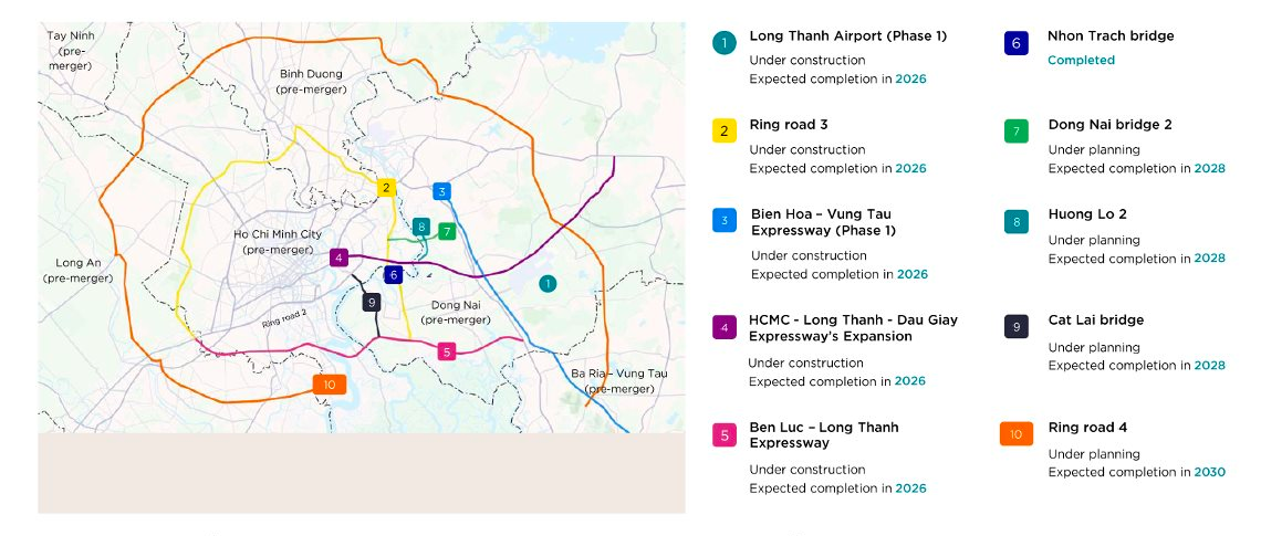 Bản đồ quy hoạch hạ tầng giao thông kết nối liên vùng phía Nam, đòn bẩy thúc đẩy giá trị bất động sản giai đoạn 2024 - 2026