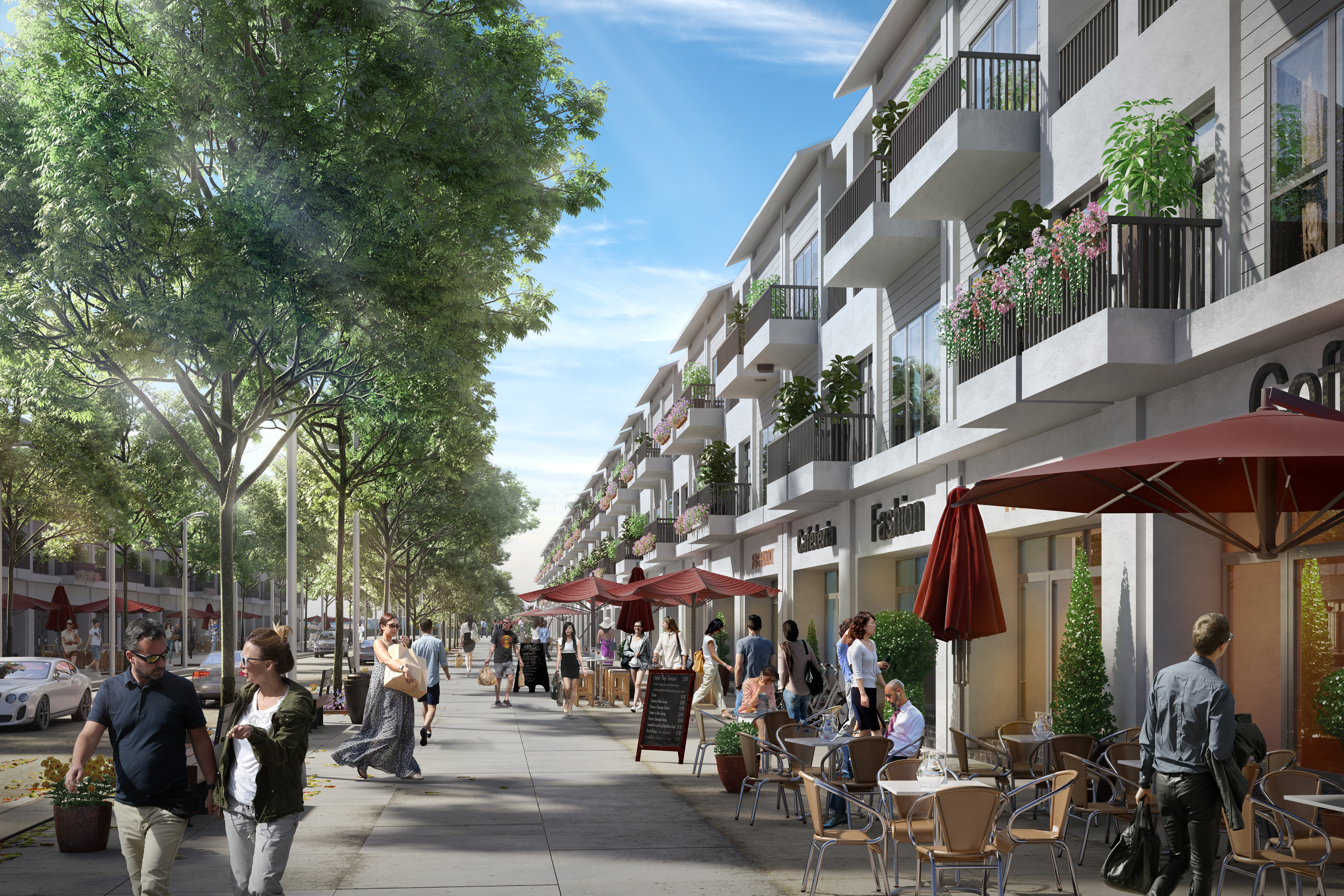 Thiết kế Shophouse hiện đại với mặt tiền rộng mở, tối ưu hóa khả năng nhận diện thương hiệu và khai thác kinh doanh đa dạng loại hình