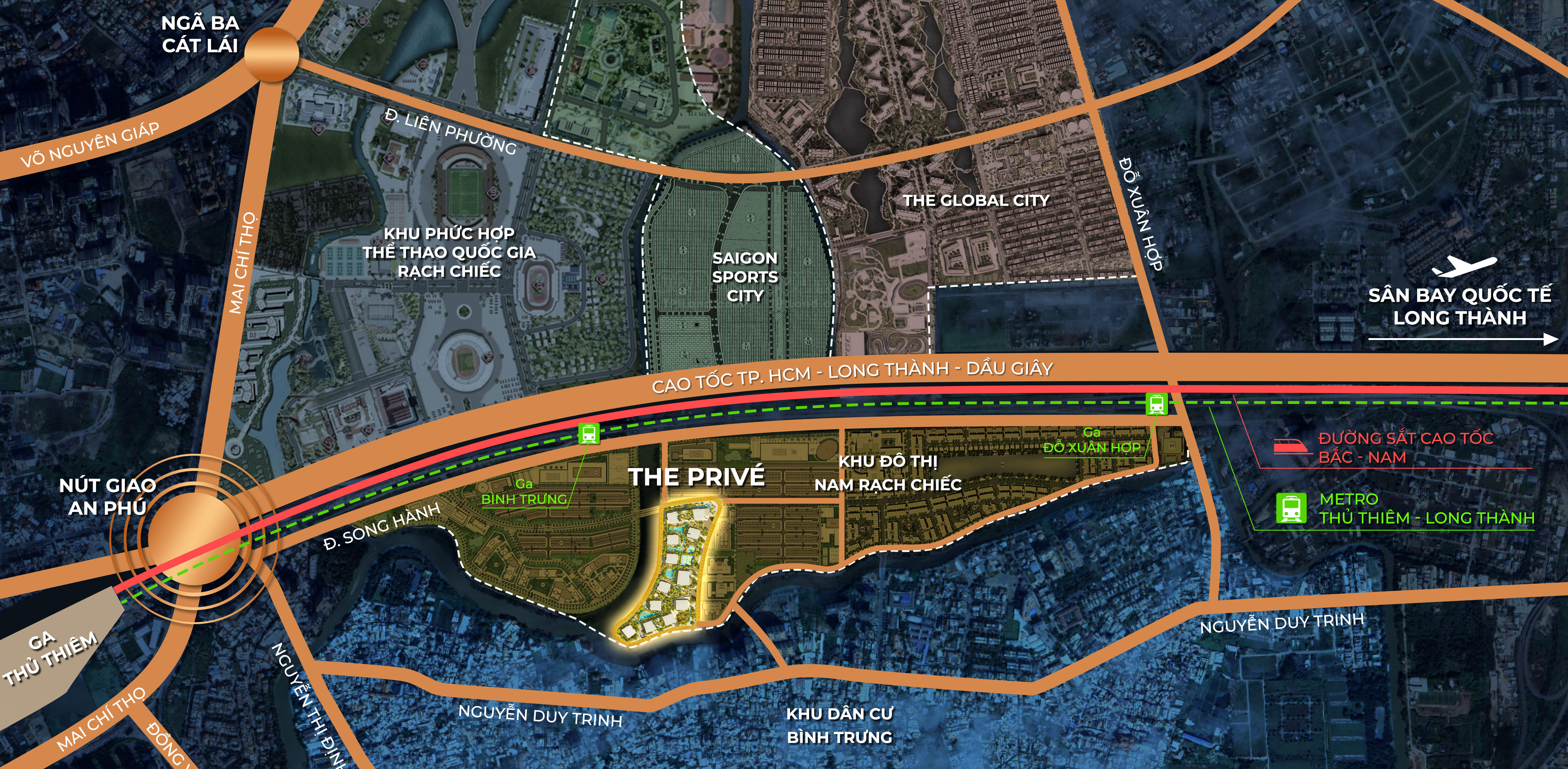Hạ tầng bao quanh dự án bứt tốc mạnh mẽ với điểm nhấn là nút giao An Phú đã thông xe, giúp cư dân The Privé di chuyển về trung tâm chỉ trong "một nốt nhạc".